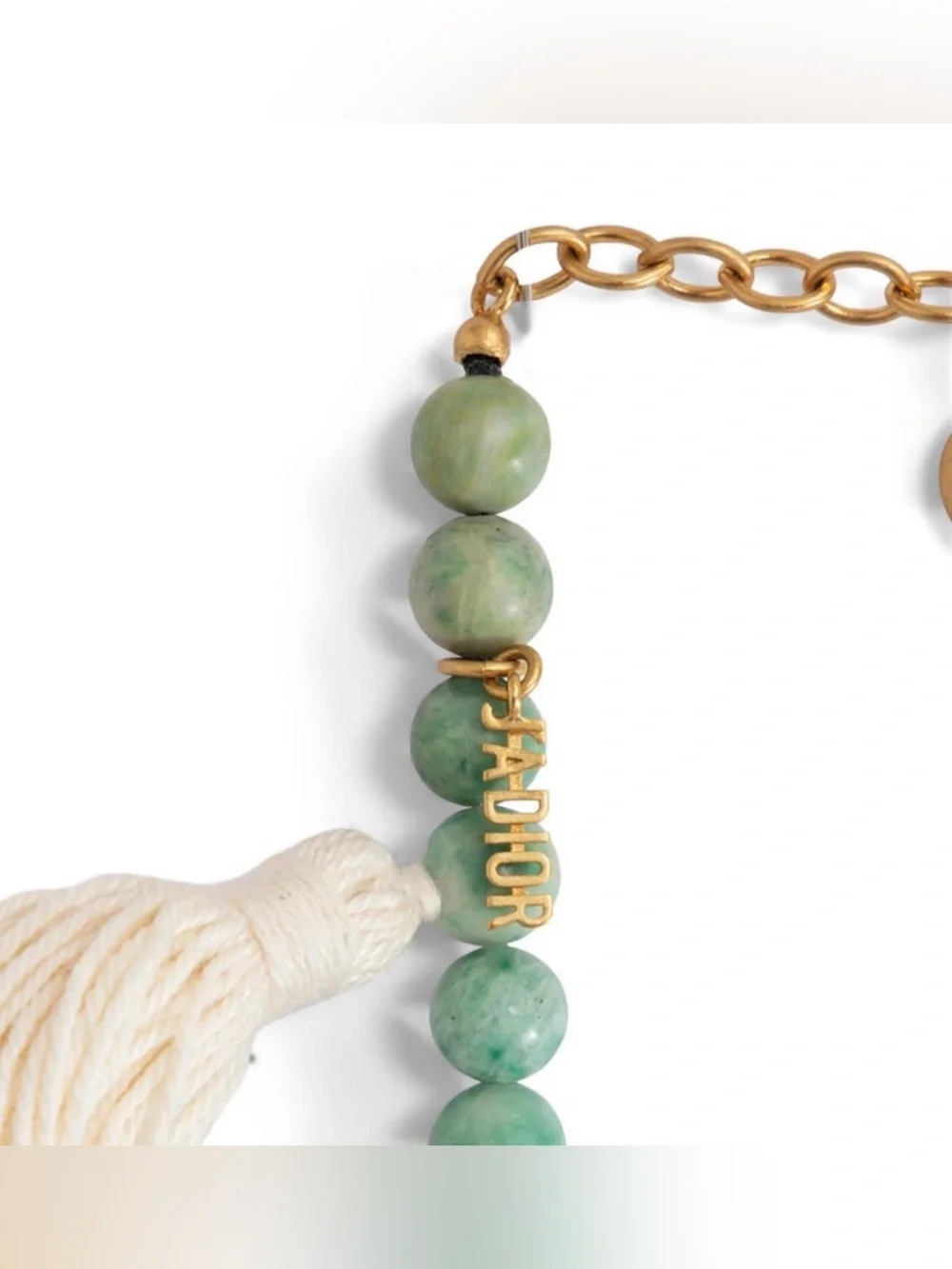 Christian Dior green Diorgarden Jasper Beads Wrap Bracelet / Choker Necklace